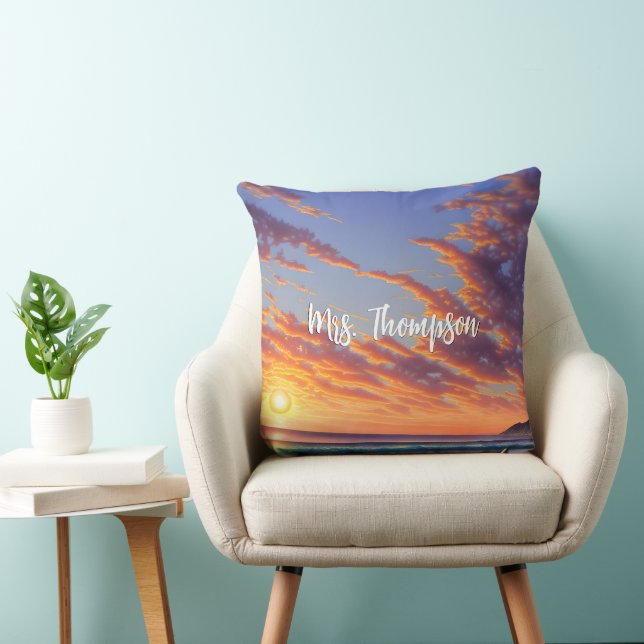 Beautiful Blue Turquoise Ocean Sunset Cushion (Chair)