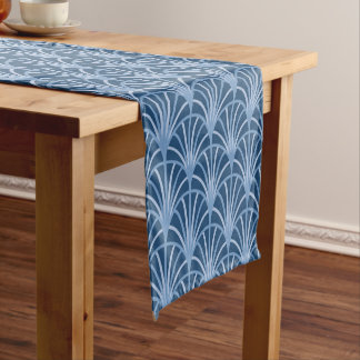 Beautiful Blue Vintage Japanese Fan Pattern Short Table Runner