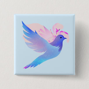 Beautiful Blue Watercolor Dove 15 Cm Square Badge