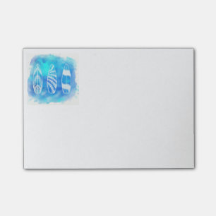 Beautiful Blue Watercolor Water Surfboards art Post-it Notes
