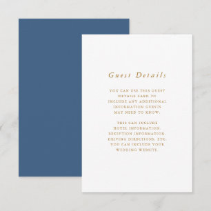 Beautiful Blue Wedding Guest Detail Enclosure Card