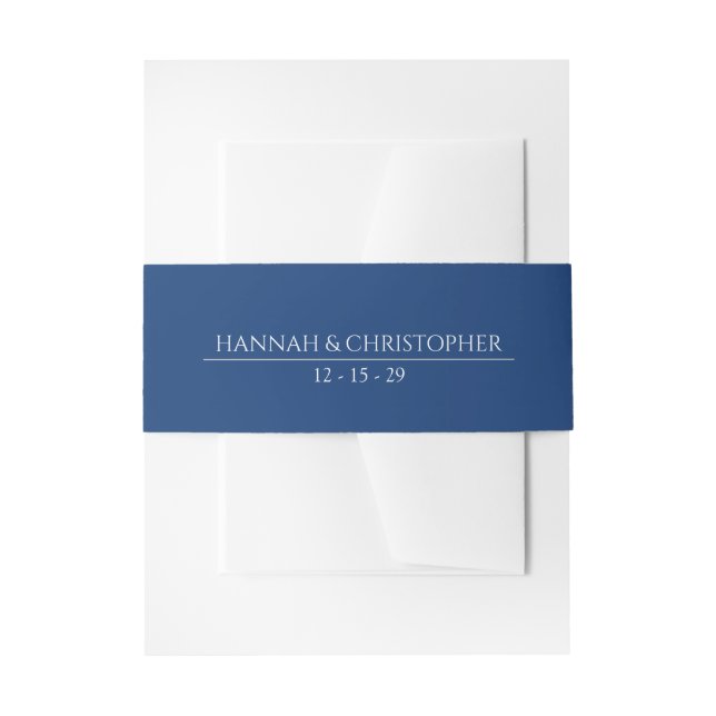 Beautiful Blue Wedding Invitation Belly Band (Front Example)