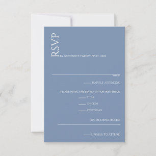 Beautiful Blue Wedding  RSVP Card