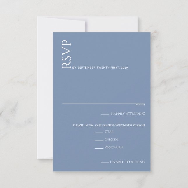 Beautiful Blue Wedding  RSVP Card (Front)