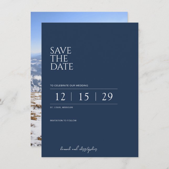 Beautiful Blue Wedding Save The Date (Front/Back)