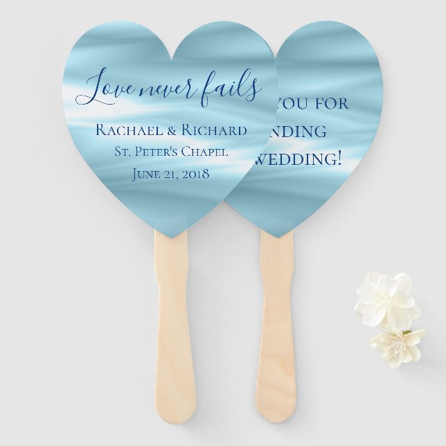 Beautiful Blue Wedding Souvenir Hand Fan (Front and Back)