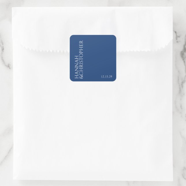 Beautiful Blue Wedding Square Sticker (Bag)