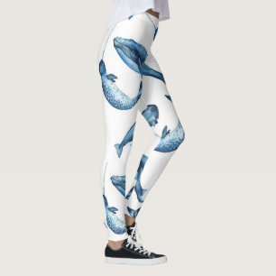 Beautiful Blue Whales and Narwhals   Leggings