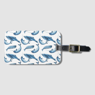 Beautiful Blue Whales and Narwhals Luggage Tag