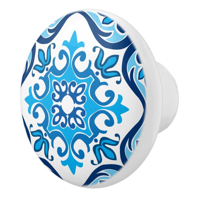 💙🤍 Beautiful blue - white Azulejos X,   Ceramic  Ceramic Knob (Right)