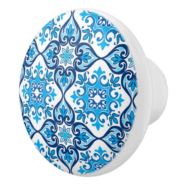 💙🤍 Beautiful blue - white Azulejos X,   Ceramic Knob (Right)