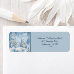 Beautiful Blue White Christmas Scene Trees Snow