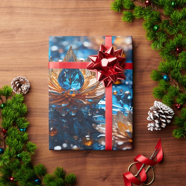 Beautiful Blue & White Crystal Glass Wrapping Paper (Holiday Gift)