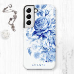 Beautiful Blue/White Personalised Roses Samsung Galaxy Case<br><div class="desc">Gorgeous clean and traditional China blue/white watercolor style roses and wildflowers with text field for your name or monogram.</div>