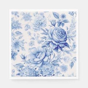 Beautiful Blue & White Roses & Wildflowers Napkin