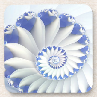 Beautiful Blue & White Sea Shell Fine Fractal Art Coaster