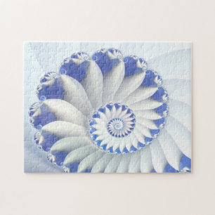 Beautiful Blue & White Sea Shell Fine Fractal Art Jigsaw Puzzle