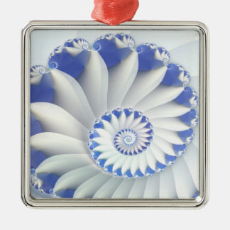 Beautiful Blue & White Sea Shell Fine Fractal Art Metal Tree Decoration