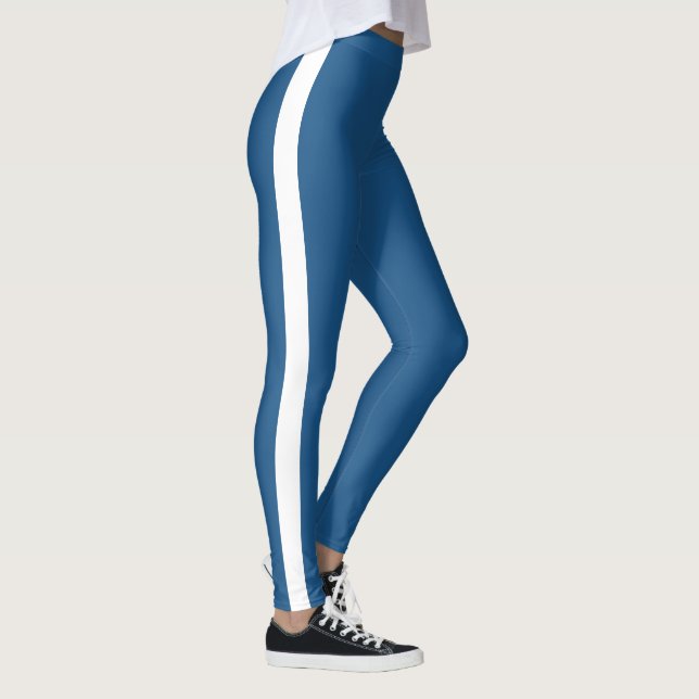 Beautiful Blue White Stripe Leggings (Right)