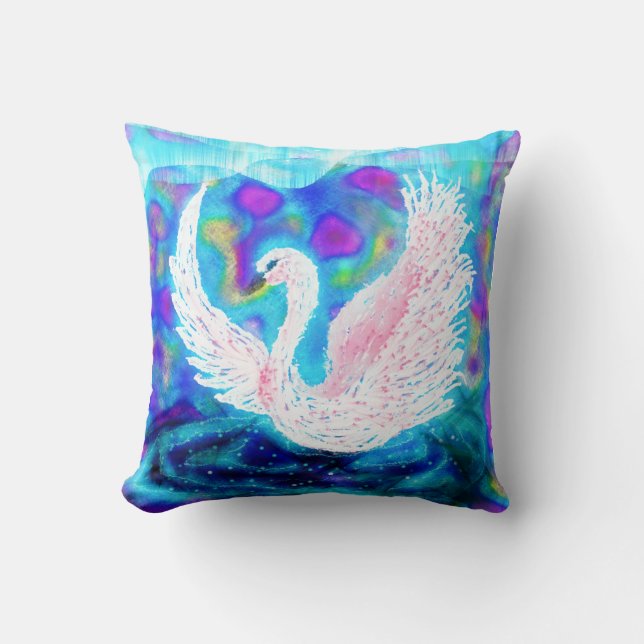 Beautiful Blue White Swan Fantasy   Cushion (Front)