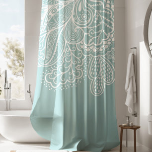 Beautiful Blue & WhiteVintage Lace shower Curtain