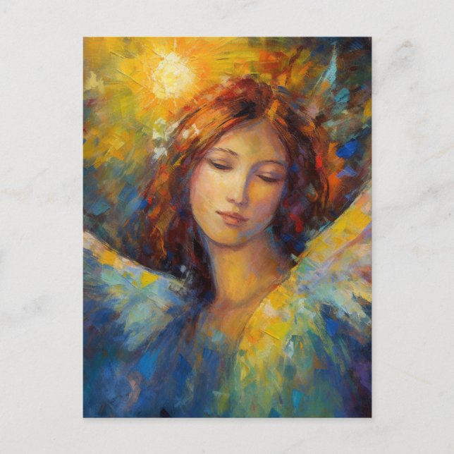 Beautiful Blue Yellow Angel Glows Postcard (Front)