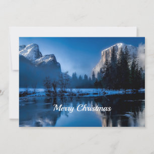 Beautiful Blue Yellowstone Christmas Flat Holiday Card