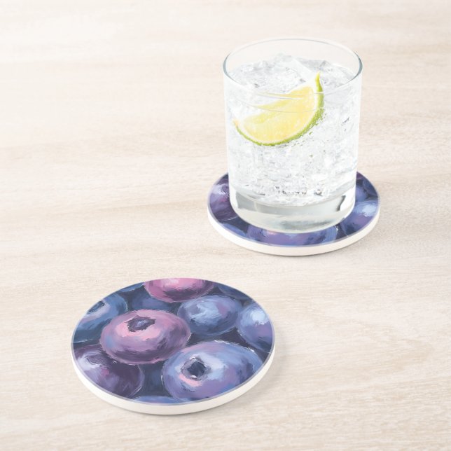 Beautiful Blueberries | Fruit Painting Coaster (Side)