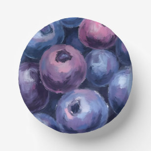 Beautiful Blueberries Fruit Painting Paper Plate