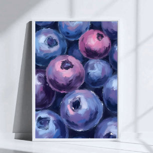 Beautiful Blueberries   Fruit Painting Poster