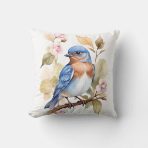 Beautiful Bluebird Watercolor Painting Cushion