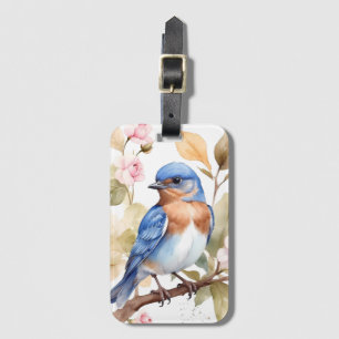 Beautiful Bluebird Watercolor Painting Luggage Tag