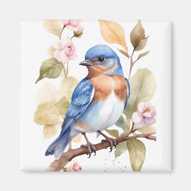 Beautiful Bluebird Watercolor Painting Magnet (Front)
