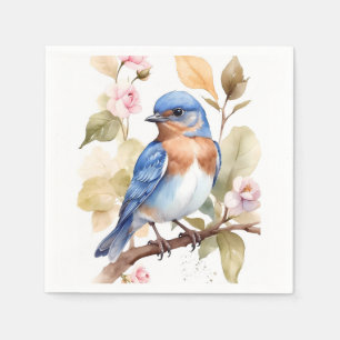 Beautiful Bluebird Watercolor Painting Napkin