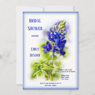 Beautiful Bluebonnet Floral, Modern, Bridal Shower Invitation