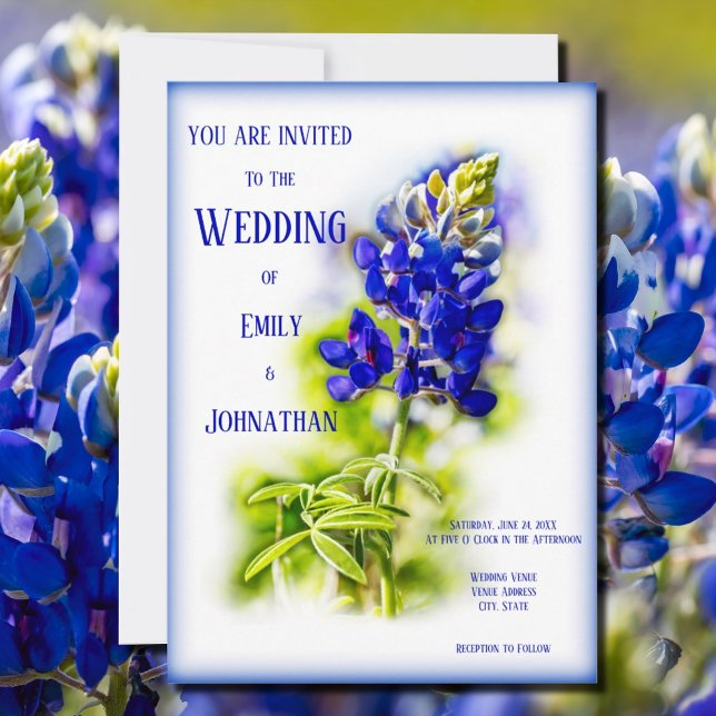 Beautiful Bluebonnet Floral, Modern Wedding, Invitation (Creator Uploaded)