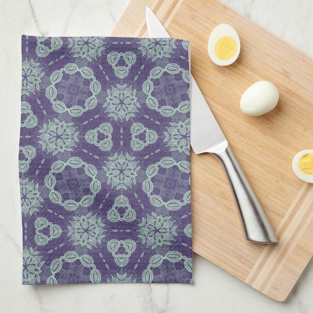 Beautiful Blues Abstract Tea Towel (Quarter Fold)