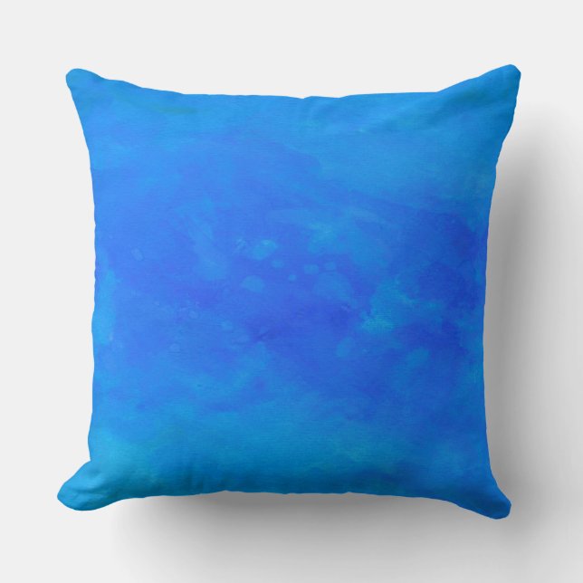 Beautiful Blues Cobalt Watercolor Large Cushion (Front)