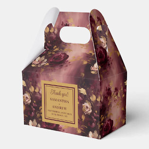 Beautiful Blush Burgundy Gold Wedding Favor Box
