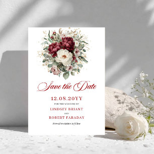 Beautiful Blush Burgundy Save The Date Card
