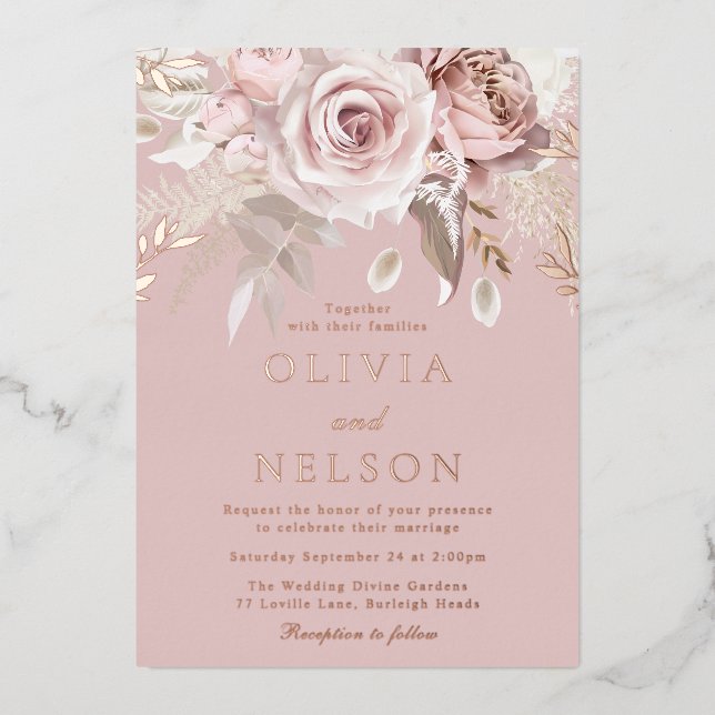 Beautiful Blush Dusty Rose Wedding Rose Gold (Front)