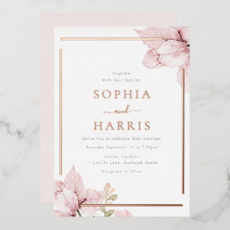 Beautiful Blush Floral Modern Rose Gold Wedding