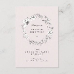 Beautiful Blush Floral Sketched Wreath Reception Enclosure Card