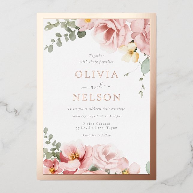 Beautiful Blush Floral Wedding Dusty Rose Gold (Front)