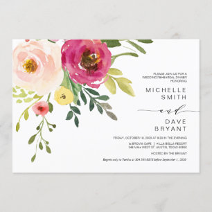 Beautiful Blush Floral, Wedding Rehearsal Dinner Invitation