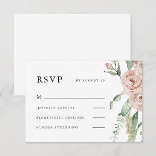 Beautiful Blush Floral Wedding  RSVP Card
