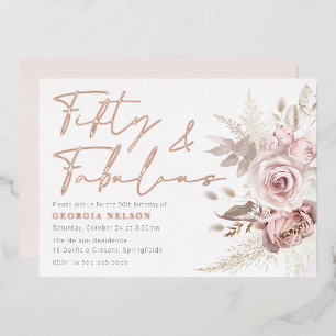 Beautiful Blush Flowers 50th Birthday Rose Gold