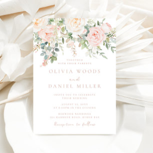 Beautiful Blush Flowers Spring Wedding Invitation