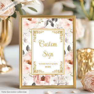 Beautiful blush flowers with gold accents custom poster