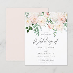 Beautiful Blush Garden Wedding Budget Invite